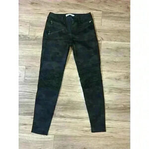 Zara Basic Jeans Women's 2 (approx 27x28) Camo Z1975 Skinny Zipper pockets